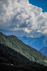 Naklejka premium Julian Alps and Triglav National Park in Slovenia, defocused