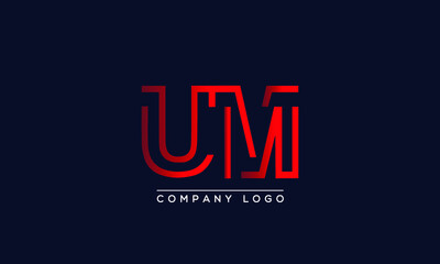 Fototapeta na wymiar Abstract creative minimal unique alphabet letter icon logo UM