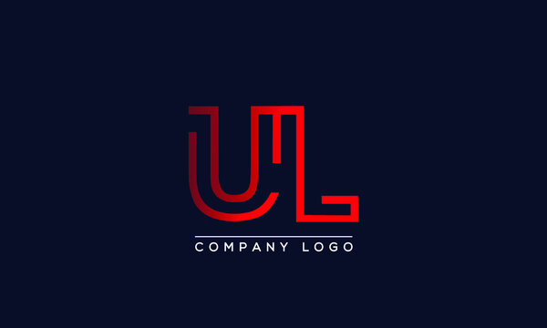Abstract creative minimal unique alphabet letter icon logo UL