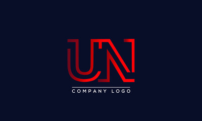 Abstract creative minimal unique alphabet letter icon logo UN