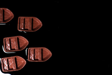 Boat toys top view - moving forward