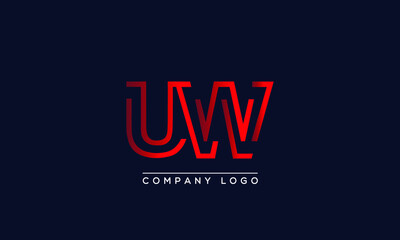 Abstract creative minimal unique alphabet letter icon logo UW