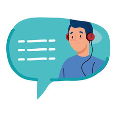 chat bubble, message bubble with man, internet dialog, communication, conversation, talk