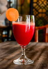 Fresh Carrot and tomato smoothie, healthy drink