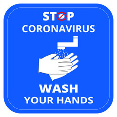 Stop Coronavirus, Wash Your Hands icon, vector