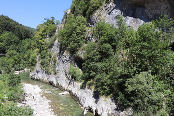 Fototapeta na wymiar La rivière Le Fier dans Dingy, ville de Dingy Saint Clair, Département Haute Savoie, France