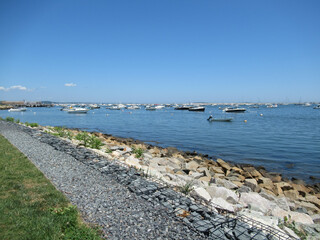 Fototapeta na wymiar Plymouth Harbor Rocky Coastline Marina