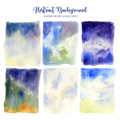 Six water color abstract background painting. Can use as a sky background and texture.