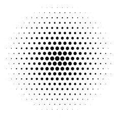 halftone circle vector logo symbol, icon, design. abstract dotted globe illustration isolated on white background.