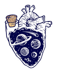 the universe in my heart vector illustration
