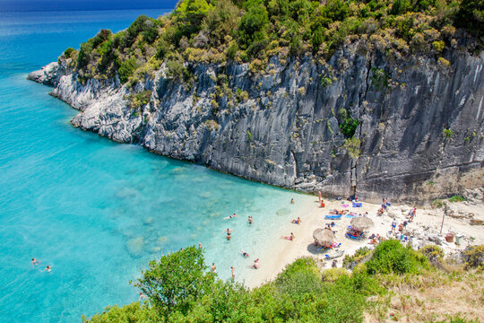 Picturesque Xigia sandy beach on north east coast of Zakynthos island, Greece