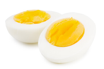 half a boiled egg isolated on a white background