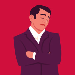 Bored business man is sleeping in office