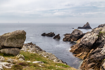 rocky coast of the island of Ouessant, off Brittany