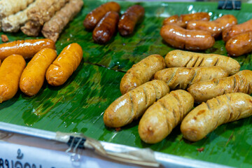 Street food meats for sale in Northern Thailand