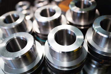 Industrial background from metal parts produced in metal industry