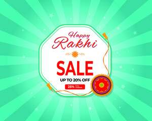 Indian festival offer banner /greeting background concept for raksha bandhan with brother sister, sacred love band on beautiful geometrical backdrop, written text means elder brother happy rakhi