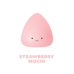 Japanese Strawberry Mochi Cute Character Food Icon Vector Illustration Background