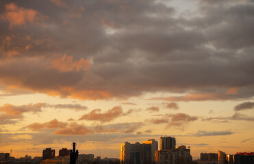 sunset in the city