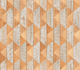 Light wood texture background. Shabby seamless wooden wall with geometric pattern.