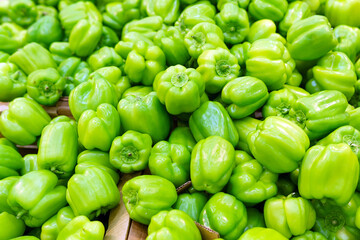 Delicious healthy natural green organic pepper. background, selling vegetables in the market, hypermarket