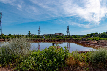 Ukraine, Krivoy Rog, abandoned Red Lakes designed for cleaning water after closed type mining production. 