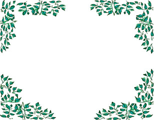 Illustration decorated Iluustration frame for invitation or annoucement with green leaves design