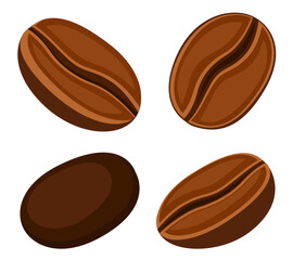 Set of coffee beans on white background