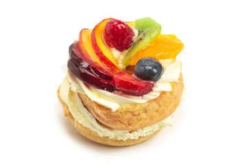 Home made cake with cream and fruit isolated