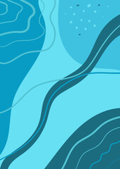 Abstract background marine theme. Template texture sea waves, ocean water, rivers, lakes. Water with a pattern of wavy lines. Frames for text. Great for covers, textile prints, wallpapers. Vector.