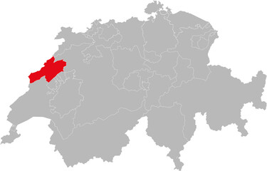 Neuchatel canton isolated on Switzerland map. Gray background. Backgrounds and Wallpapers.