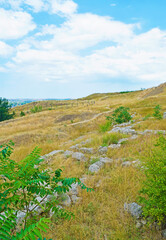 Fototapeta na wymiar Beautiful view of the stone ruins on the hill