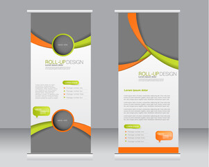 Roll up banner stand template. Abstract background for design,  business, education, advertisement.