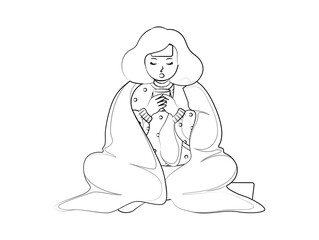 Person with fever icon illustrator