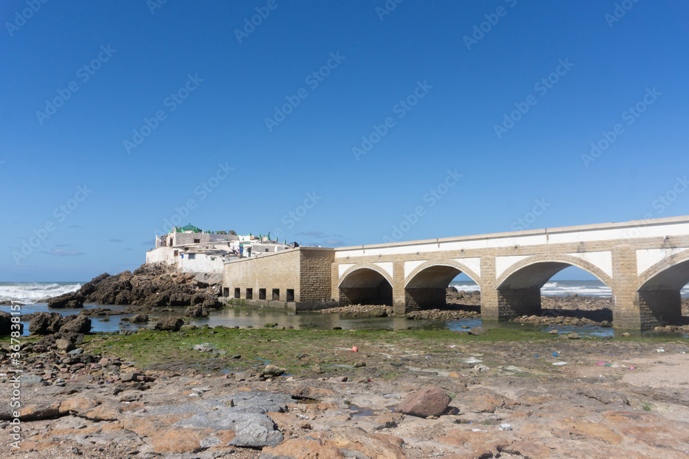 Wall mural Island and Mausolee of Sidi Abderrahman, a touristic atraction in Casablanca. Morocco.