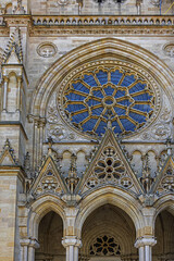 Fototapeta na wymiar Bordeaux Cathedral (Cathedrale Saint-Andre de Bordeaux, from 1096) - Roman Catholic church dedicated to Saint Andrew. It is the seat of the Archbishop of Bordeaux. Bordeaux, France.