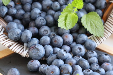 Scattered blueberries from a basket