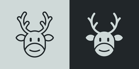 vector icons set of christmas reindeer