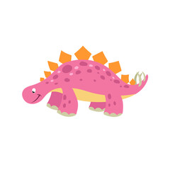 Cartoon dinosaur stegosaurus. Flat cartoon style drawing. Best for kids dino party designs. Prehistoric Jurassic period character. Vector illustration isolated on white.