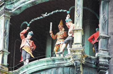 Obraz na płótnie Canvas Marienplatz city hall tower clock with moving figures. Munich, Germany