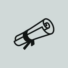 icon vector of university concept, with black graduation diploma on white background