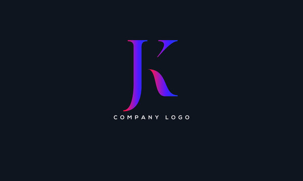 Abstract creative minimal and unique alphabet letter icon logo JK