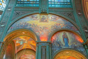 Interior of the Main Temple of the Armed Forces of the Russian Federation. Opened in 2020 for the 75th anniversary of the Victory in World War II. Kubinka, Russia