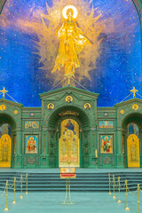Interior of the Main Temple of the Armed Forces of the Russian Federation. Opened in 2020 for the 75th anniversary of the Victory in World War II. Kubinka, Russia