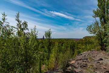 Fototapeta premium Ukraine, Krivoy Rog, the 16 of July, scenic view from the hill on mine site, city limits.