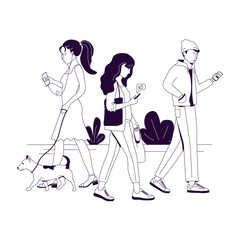 Pedestrians people walking on city street