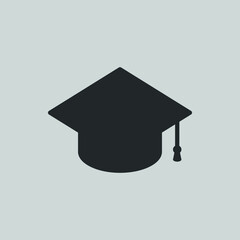 vector icon of university concept, with black graduation cap on white background