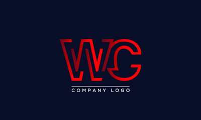 Abstract minimal unique modern alphabet letter icon logo WC