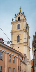 Fototapeta premium The Church of St. Johns, St. John the Baptist and St. John the Apostle and Evangelist, Old Town of Vilnius, Lithuania and dominates the university (ensemble.