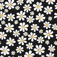 Vector seamless floral pattern from chamomile. Cute simple design for wallpaper, fabric, textile, wrapping paper